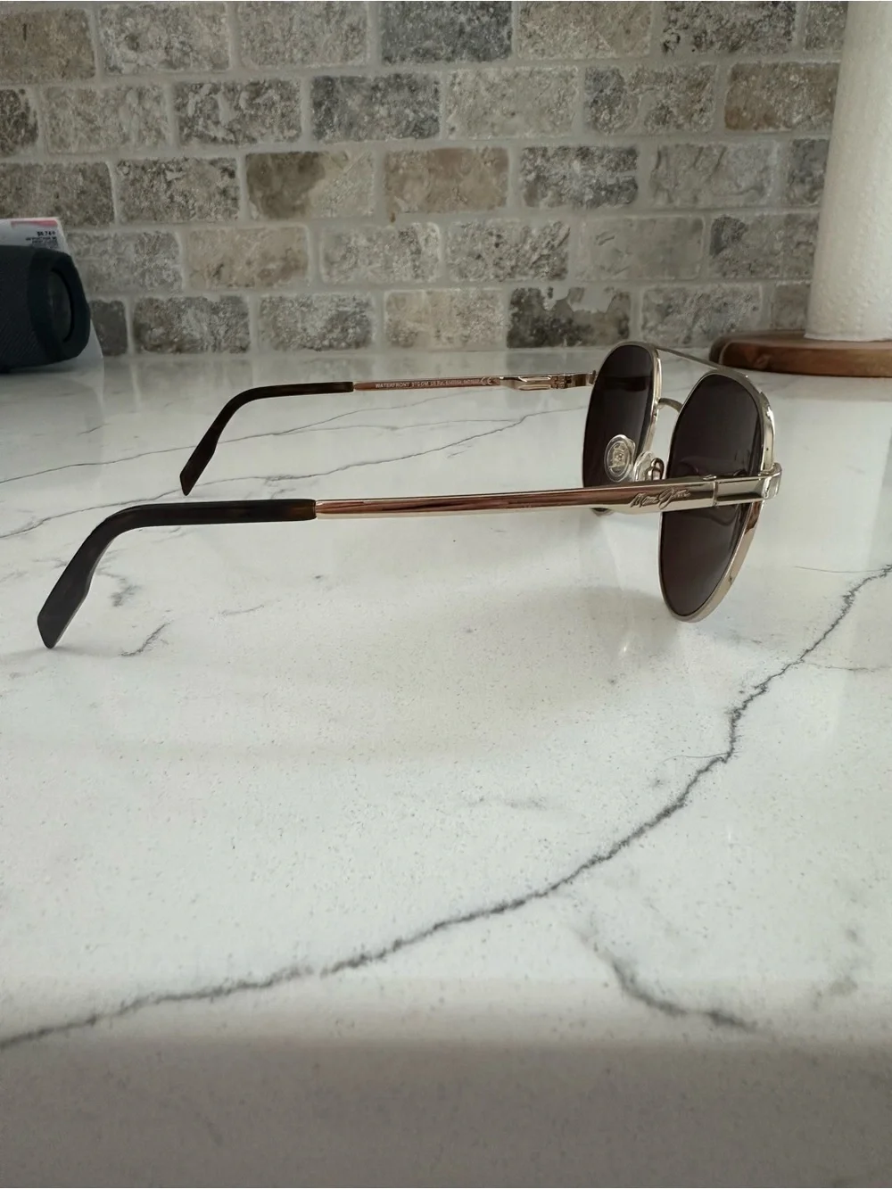 Maui Jim Waterfront Sunglasses — Gold Frame with Blue-Yellow Gradient Lenses